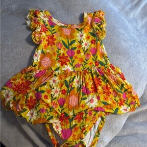 Little Sleepies Yellow and Orange Bodysuit with Ruffled Sleeves